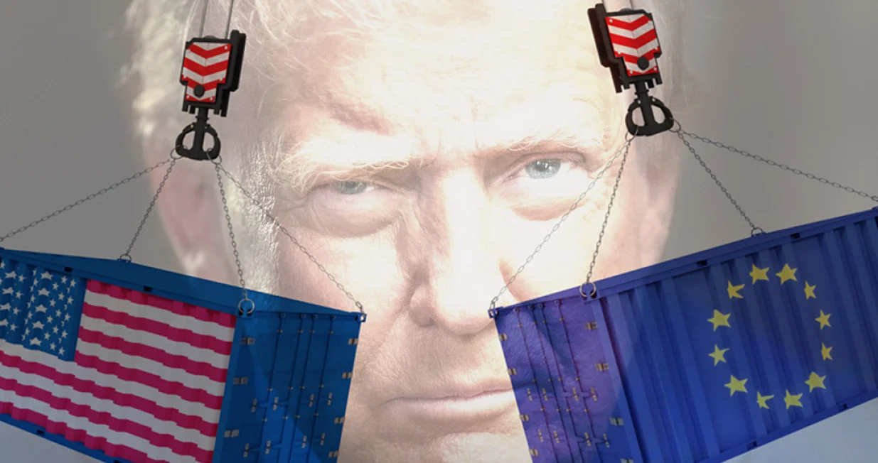 Vizual za kolumnu Adamira Jerković, Donald Trump, EU, SAD, kontejneri/Benjamin Krnić