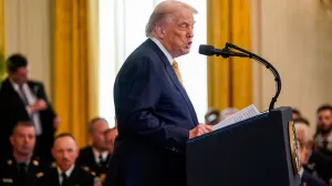 U.S President Donald Trump speaks before signing the HALT Fentanyl Act, in the East Room at the White House in Washington, D.C., U.S., July 16, 2025. REUTERS/Nathan Howard/Nathan Howard