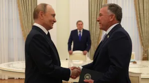 Moskva, Rusija - 6. august 2025:Predsjednik Rusije Vladimir Putin primio je u srijedu u Kremlju specijalnog izaslanika američkog predsjednika Stevea Witkoffa, samo dva dana prije isteka roka koji je Trump postavio Moskvi da postigne prekid vatre u Ukrajini ili se suoči s novim sankcijama (Kremlj - Anadolu Agency)/