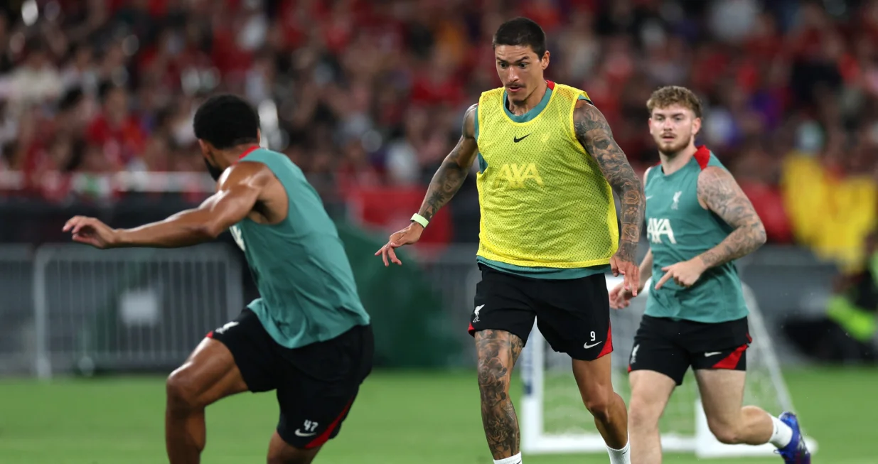 Soccer Football - Liverpool Training - Kai Tak Sports Park, Hong Kong, China - July 24, 2025 Liverpool's Darwin Nunez during training REUTERS/Tyrone Siu/Foto: Tyrone Siu