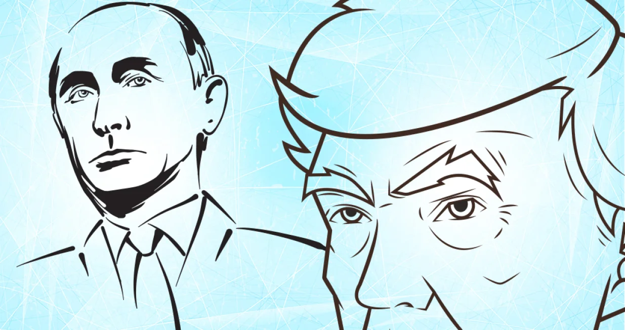 Vladimir Putin i Donald Trump, ilustracija, vizual za kolumnu/Benjamin Krnić