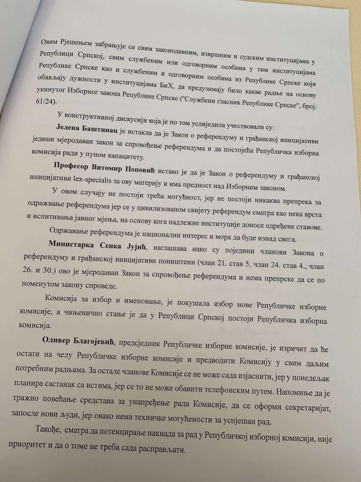 ZAPISNIKsa Konsultativnog sastanka o organizaciji referendumaodržanog 08. avgusta 2025. godine/