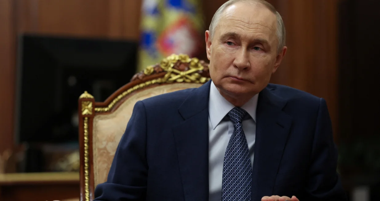 Russian President Vladimir Putin attends a meeting with Sberbank's CEO German Gref (not pictured) in Moscow, Russia, July 29, 2025. Sputnik/Mikhail Metzel/Pool via REUTERS ATTENTION EDITORS - THIS IMAGE WAS PROVIDED BY A THIRD PARTY./Mikhail Metzel