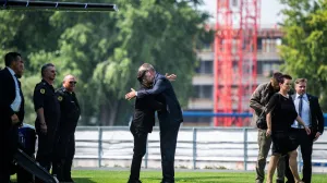 German Chancellor Friedrich Merz welcomes Ukrainian President Volodymyr Zelenskiy upon his arrival in the garden of the chancellery in Berlin to join a video conference of European leaders with the US President on the Ukraine war ahead of the summit between the US and Russian leaders, on August 13, 2025. European leaders will hold online talks with US President Donald Trump, hoping to convince him to respect Ukraine's interests when he discusses the war with Putin in Alaska on Friday. JOHN MACDOUGALL/Pool via REUTERS/John Macdougall