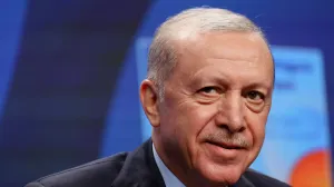 FILE PHOTO: Turkey's President Tayyip Erdogan reacts during a press conference at the NATO summit in The Hague, Netherlands June 25, 2025. REUTERS/Piroschka Van De Wouw/File Photo/Piroschka Van De Wouw