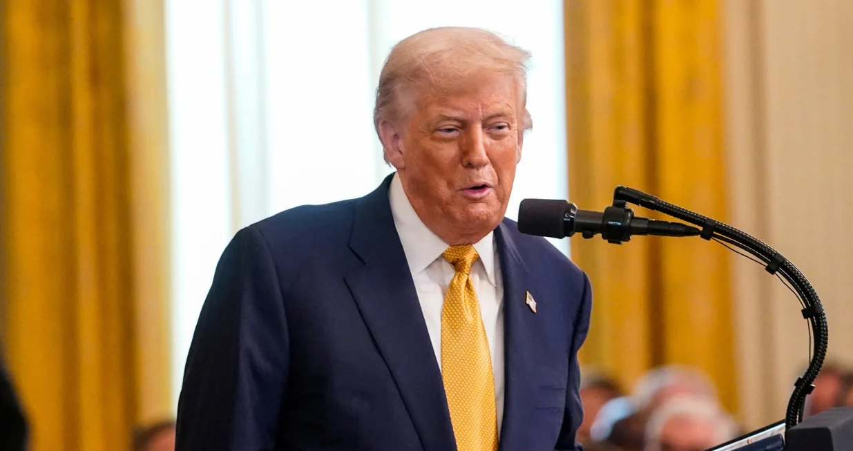 U.S President Donald Trump speaks before signing the HALT Fentanyl Act, in the East Room at the White House in Washington, D.C., U.S., July 16, 2025. REUTERS/Nathan Howard/Nathan Howard
