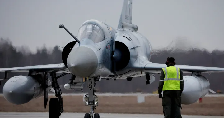FILE PHOTO: A French Air Force Mirage 2000-5F fighter aircraft that serves as part of NATO's enhanced Air Policing (eAP) to secure the skies over Baltic allies, following Russia's invasion of Ukraine, is seen at a military airbase in Amari, Estonia, March 18, 2022. REUTERS/Benoit Tessier/File Photo/Benoit Tessier