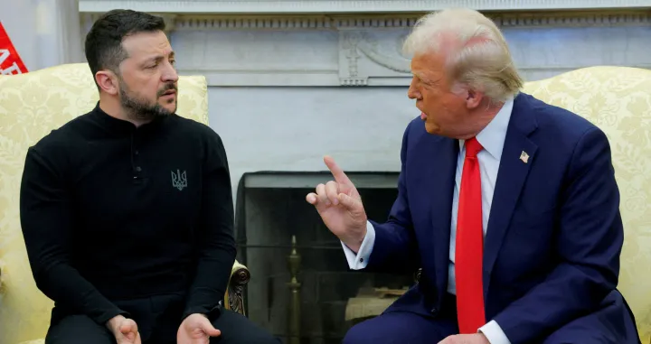 FILE PHOTO: U.S. President Donald Trump meets with Ukrainian President Volodymyr Zelenskiy at the White House in Washington, D.C., U.S., February 28, 2025. REUTERS/Brian Snyder/File Photo/Brian Snyder