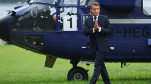 French President Emmanuel Macron arrives for bilateral talks with German Chancellor Friedrich Merz, at Villa Borsig in Berlin, Germany July 23, 2025. REUTERS/Lisi Niesner/Lisi Niesner