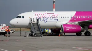 FILE PHOTO: Wizz Air's aircraft is parked on the tarmac at Ferenc Liszt International Airport in Budapest, Hungary, August 18, 2022. REUTERS/Bernadett Szabo/File Photo/Bernadett Szabo