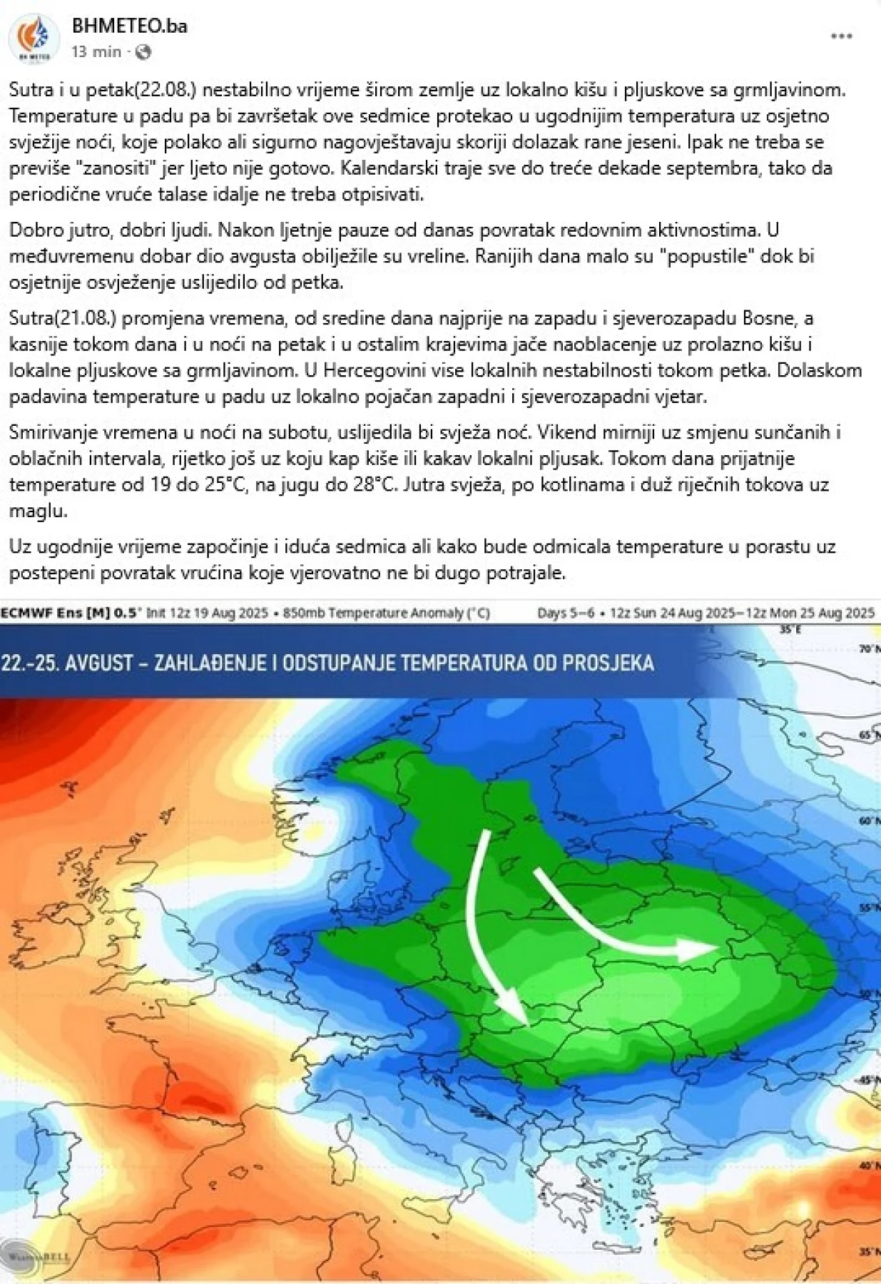 Slijedi nova promjena vremena/Printscreen/