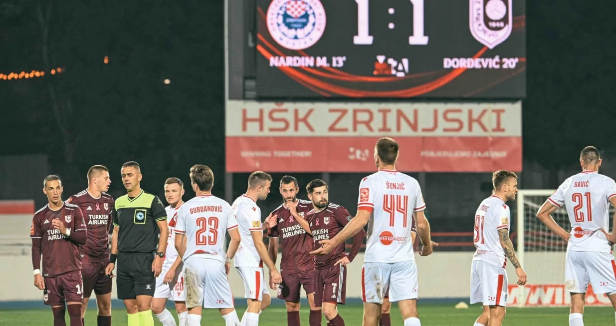 Ermin SivacIgor SavićMario TičinovićToni ŠunjićStefano SurdanovićAntonio IvančićGiorgi GuliashviliVinko SoldoNidal ČelikAleksandar ĐorđevićZrinjski - Sarajevo/Foto: 