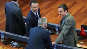Kosovo's outgoing Prime Minister Albin Kurti attends the plenary session as Kosovo's parliament fails to elect a new speaker for the fifty-second time in Pristina, Kosovo July 25, 2025. REUTERS/Valdrin Xhemaj/Valdrin Xhemaj
