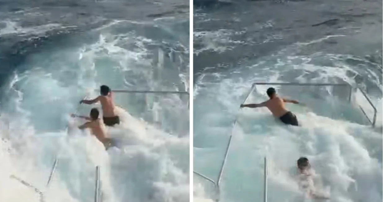 Mladi turisti iz Francuske zamalo stradali zbog ogromnih valova u Cavtatu, spasio ih hrabri trojac/Screenshot