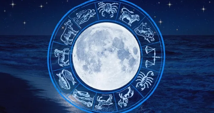 pun mjesec, horoskop/Ilustracija/- 