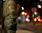A member of the Ohio National Guard wears his sidearm while patrolling in the Logan Circle neighborhood, weeks after U.S. President Donald Trump ordered National Guard and law enforcement to patrol the nation's capital to assist in crime prevention, in Washington, D.C., U.S., August 24, 2025. REUTERS/Jose Luis Gonzalez/Jose Luis Gonzalez