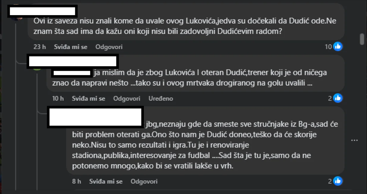 Komentari navijača Radničkog/Foto: 