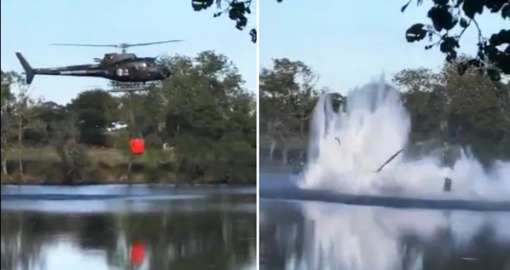 pad helikoptera prilikom uzimanja vode iz jezera u Francuskoj X/X