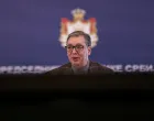 FILE PHOTO: Serbian President Aleksandar Vucic speaks during a news conference in his office in Belgrade, Serbia, December 11, 2024. REUTERS/Marko Djurica/File Photo/Marko Djurica