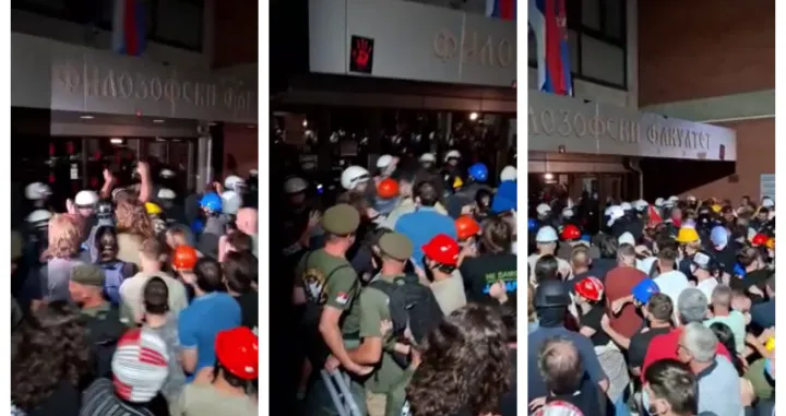Sukob policije i građana ispred Filozofskog fakulteta u Novom Sadu//
