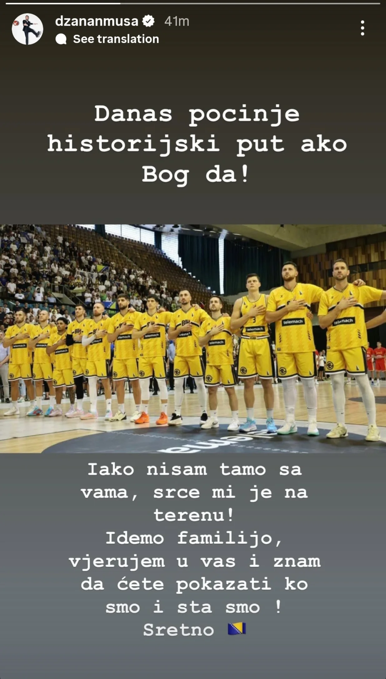 Objava Džanana Muse/Foto: 