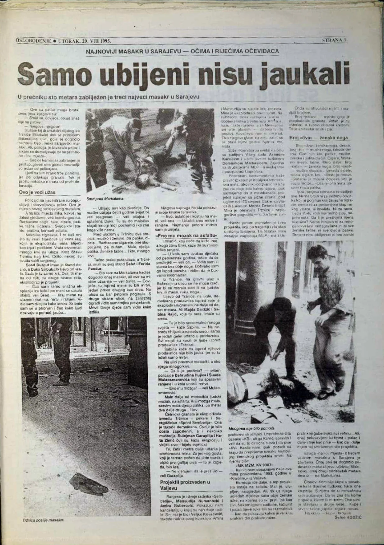 markale 28. august 1995,m oslobođenje, masakr na markalama/Arhiva Oslobođenja/Arhiva Oslobođenja