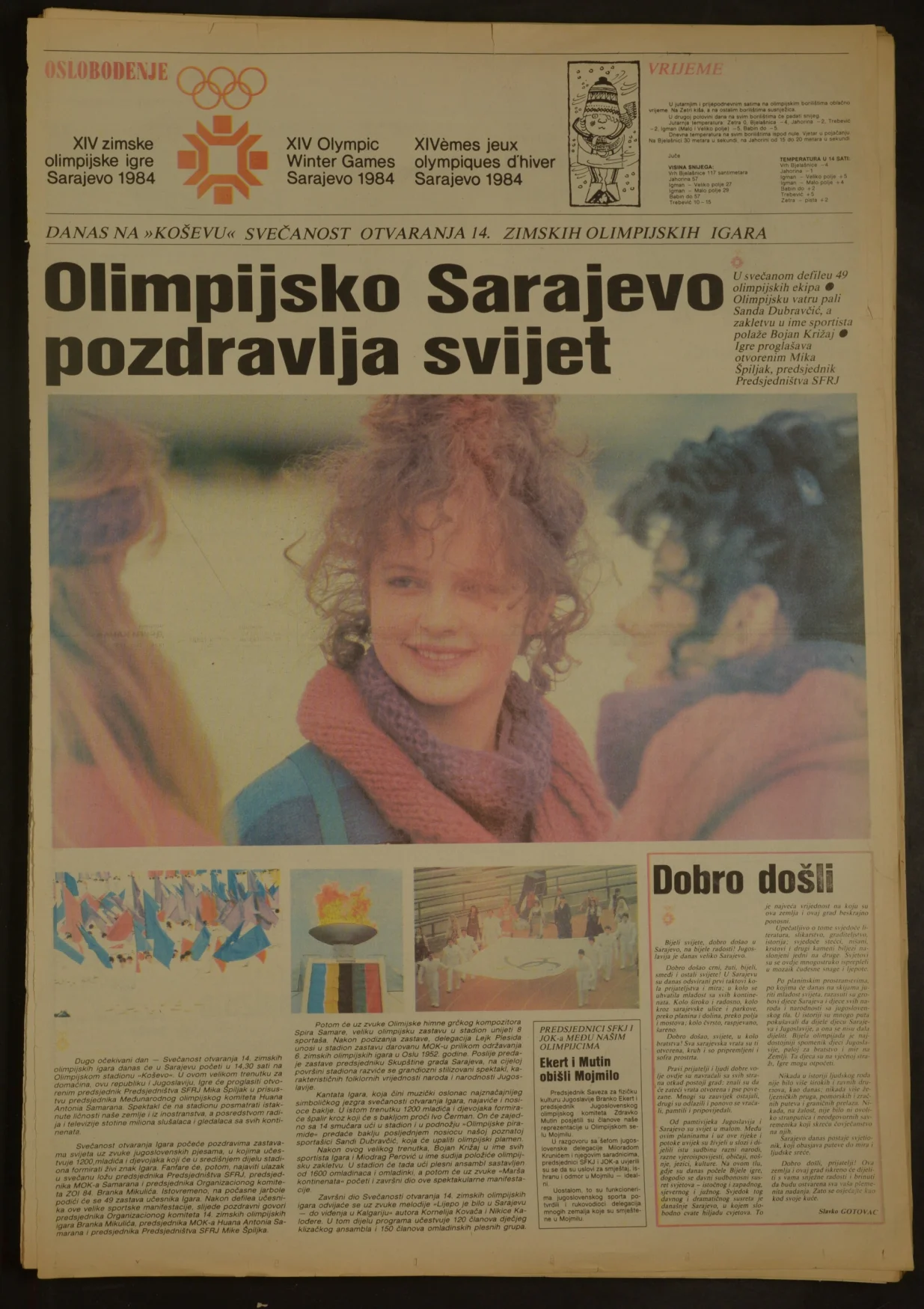 Oslobođenje, arhiva, otvaranje 14. zimskih olimpijskih igara, 8. februar 1984./Arhiv OsloboĐenja