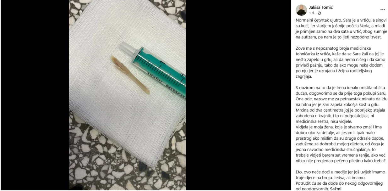 Objava oca na društvenim mrežama/