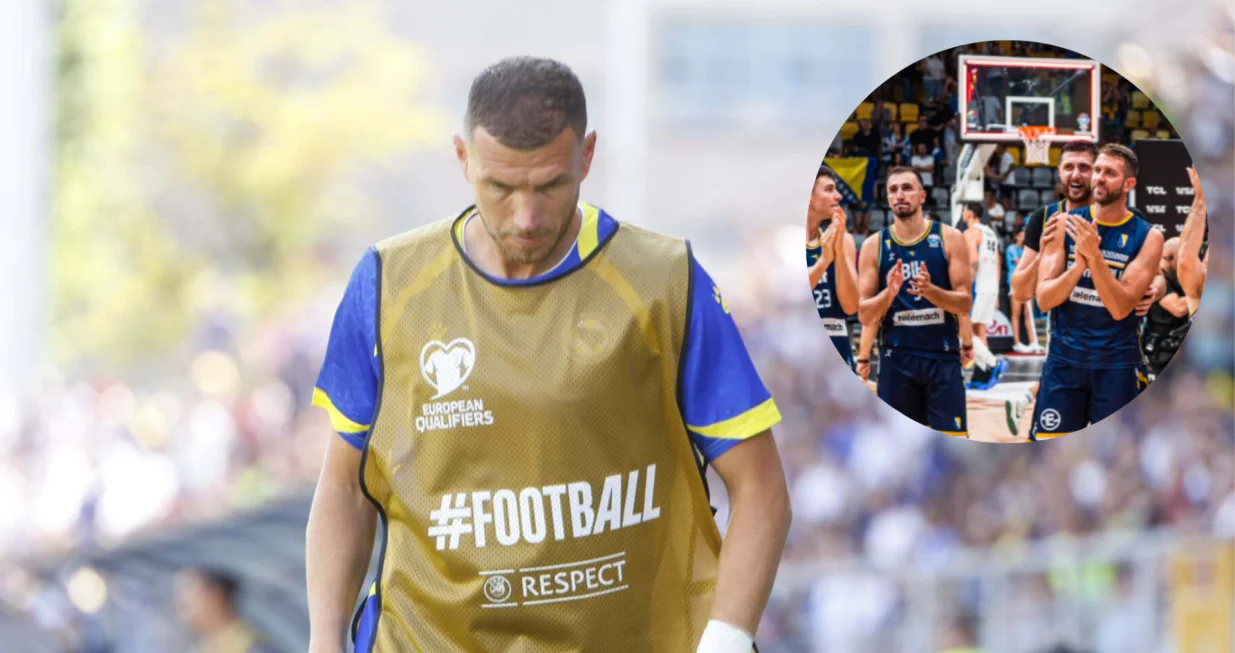 Edin Džeko i bh. košarkaši/Foto: 