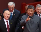 Russian President Vladimir Putin, Kazakh President Kassym-Jomart Tokayev, Chinese President Xi Jinping and Uzbek President Shavkat Mirziyoyev arrive for a military parade marking the 80th anniversary of the end of World War Two, in Beijing, China September 3, 2025. Sputnik/Alexander Kazakov/Pool via REUTERS ATTENTION EDITORS - THIS IMAGE WAS PROVIDED BY A THIRD PARTY./Alexander Kazakov