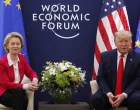 epa08148105 A handout photo made available by the EU Commission shows European Commission President Ursula von der Leyen (L) meeting US President Donald Trump during the annual meeting of the World Economic Forum 2020 in Davos, Switzerland, 21 January 2020. The meeting brings together entrepreneurs, scientists, corporate and political leaders in Davos from January 21 to 24. EPA/STEFAN WERMUTH HANDOUT HANDOUT EDITORIAL USE ONLY/NO SALES/Stefan Wermuth Handout