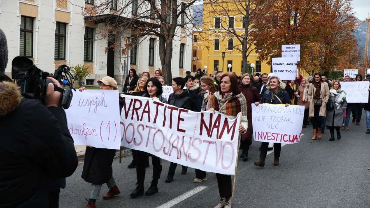 Sa jednog od ranijih protesta prosvjetara u Hercegovačko-neretvanskom kantonu/