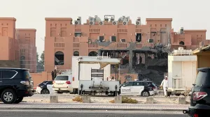 A damaged building, following an Israeli attack on Hamas leaders, according to an Israeli official, in Doha, Qatar, September 9, 2025. REUTERS/Ibraheem Abu Mustafa/Ibraheem Abu Mustafa