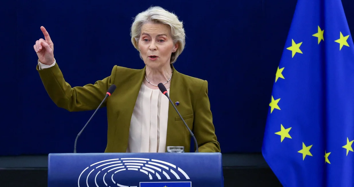 European Commission President Ursula von der Leyen delivers the State of the European Union address to the European Parliament, in Strasbourg, France, September 10, 2025. REUTERS/Yves Herman/Yves Herman