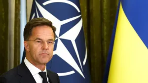 FILE PHOTO: NATO Secretary General Mark Rutte attends a press conference with Ukrainian President Volodymyr Zelenskiy (not pictured), amid Russia's attack on Ukraine, in Kyiv, Ukraine, August 22, 2025. REUTERS/Thomas Peter/File Photo/Thomas Peter
