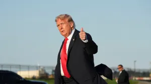 U.S. President Donald Trump gestures as he arrives at LaGuardia Airport in New York, U.S., September 11, 2025. REUTERS/Ken Cedeno/Ken Cedeno