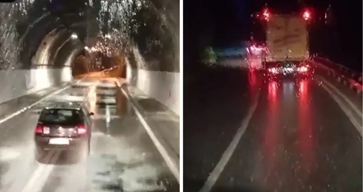 Padala jaka kiša, tuneli na putu Mostar - Jablanica prokišnjavali//