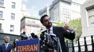 New York City mayoral candidate Zohran Mamdani speaks during a press conference in New York City, U.S., September 3, 2025. REUTERS/Jeenah Moon/Jeenah Moon