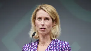 Vice-President of the European Commission Kaja Kallas speaks during a press conference after the informal EU defence ministers meeting in Copenhagen, Denmark, August 29, 2025. Ritzau Scanpix/Liselotte Sabroe/via REUTERS ATTENTION EDITORS - THIS IMAGE WAS PROVIDED BY A THIRD PARTY. DENMARK OUT. NO COMMERCIAL OR EDITORIAL SALES IN DENMARK./Liselotte Sabroe