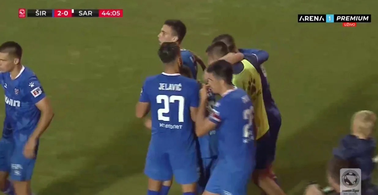 Gol Širokog Brijega za 2:0 protiv Sarajeva (FOTO: Screenshot/Arenasport)/Foto: 