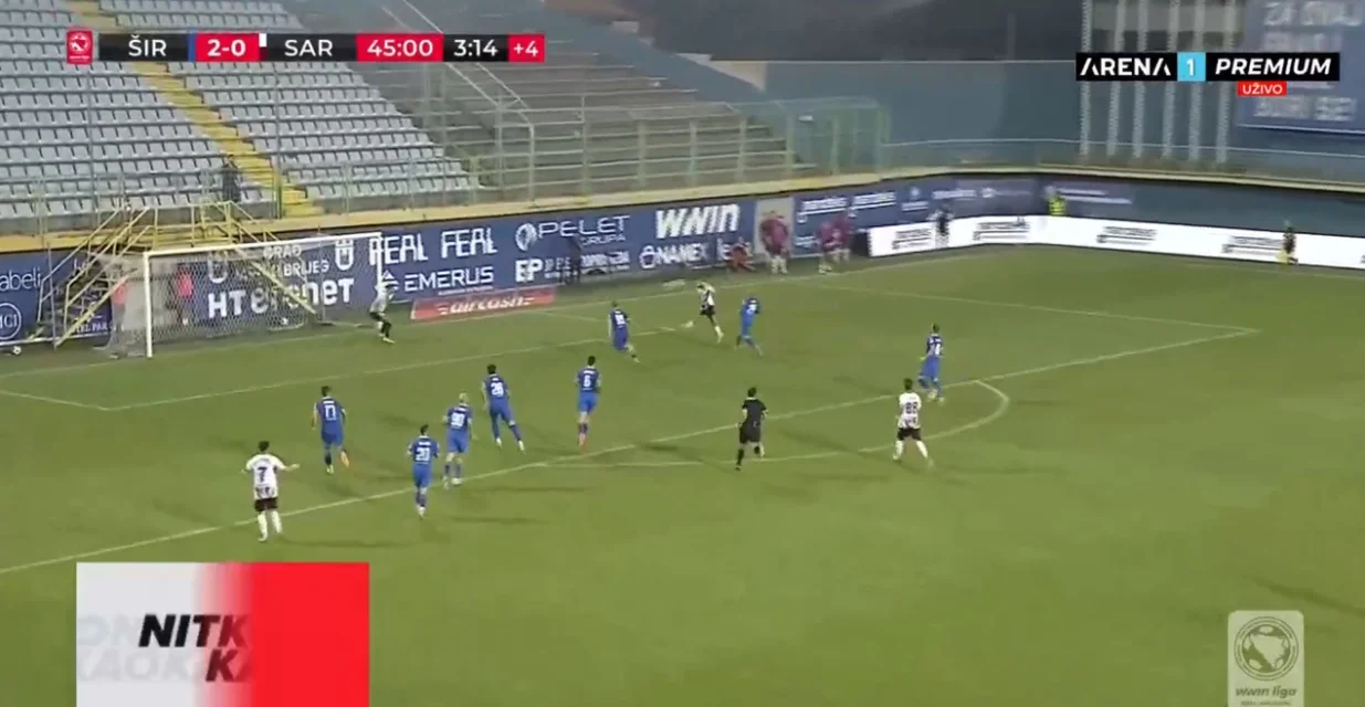 Gol Sarajeva za 2:1 protiv Širokog Brijega (FOTO: Screenshot/Arenasport)/Foto: 