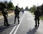 Soldiers patrol the street after a drone or similar object struck a residential building according to local authorities, following violations of Polish airspace during a Russian attack on Ukraine, in Wyryki municipality, Poland September 10, 2025. Agencja Wyborcza.pl/Jakub Orzechowski/via REUTERS ATTENTION EDITORS - THIS IMAGE WAS PROVIDED BY A THIRD PARTY. POLAND OUT. NO COMMERCIAL OR EDITORIAL SALES IN POLAND./Jakub Orzechowski/agencja Wybo