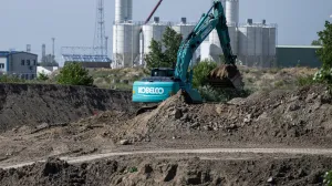 FILE PHOTO: An excavator works near Hungary's Paks nuclear power plant to prepare the new Paks II construction site in Paks, Hungary, May 9, 2023. REUTERS/Marton Monus/File Photo/Marton Monus