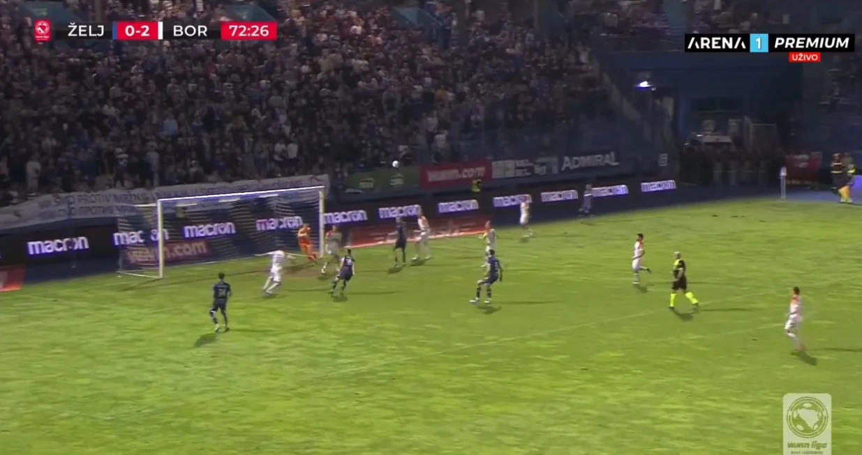 Gol Šošića protiv Borca (FOTO: Screenshot/Arenasport)/Foto: 