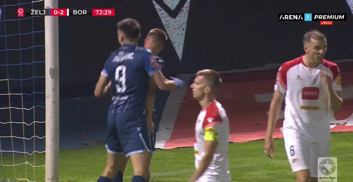 Gol Šošića protiv Borca (FOTO: Screenshot/Arenasport)/Foto: 