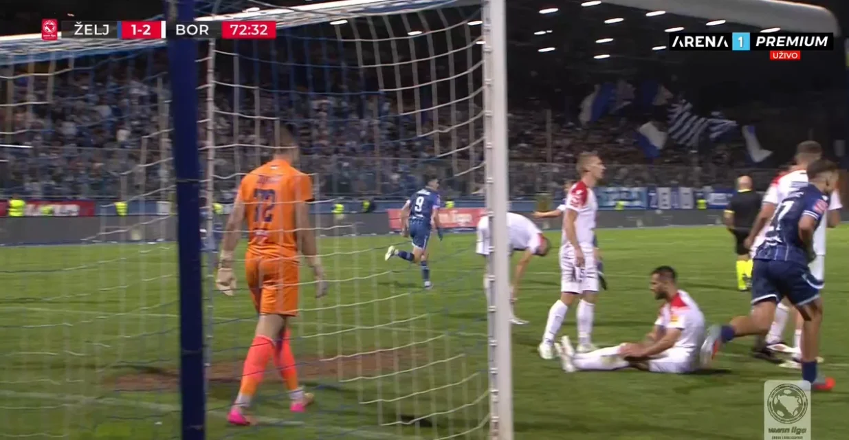 Gol Šošića protiv Borca (FOTO: Screenshot/Arenasport)/Foto: 