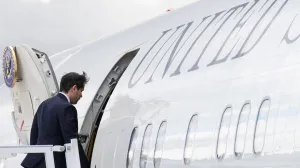 Secretary of State Marco Rubio boards his plane on departure from Quito, Ecuador, Thursday, Sep. 4, 2025. Jacquelyn Martin/Pool via REUTERS/Jacquelyn Martin