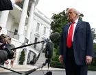 U.S. President Donald Trump talks to the press as he departs the South Lawn of the White House for the U.S. Open, in Washington, U.S., September 7, 2025. REUTERS/Annabelle Gordon/Annabelle Gordon