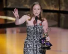 Hannah Einbinder accepts the award for Supporting Actress in a Comedy Series for "Hacks" at the 77th Primetime Emmy Awards in Los Angeles, California, U.S., September 14, 2025. REUTERS/Mike Blake/Mike Blake
