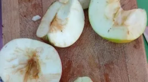 Očišćene jabuke spremne za rezanje/